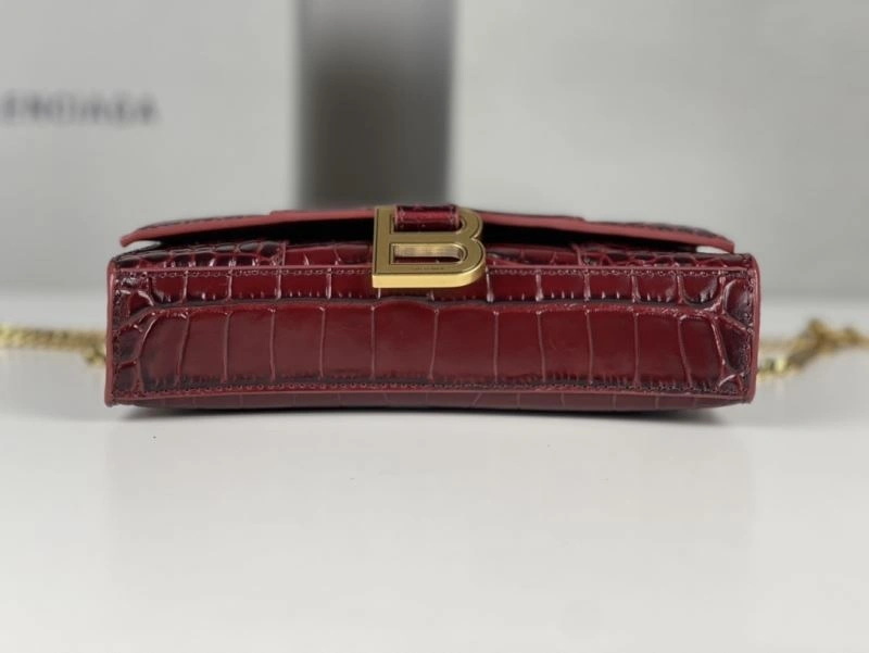 Balenciaga Burgundy Crocodile Hourglass Bag with Gold Buckle WellDesigned 78688