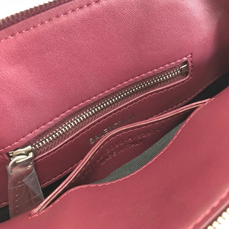 Balenciaga Burgundy Crocodile Mini Shell Bag with Strap ZeroBulk 78552