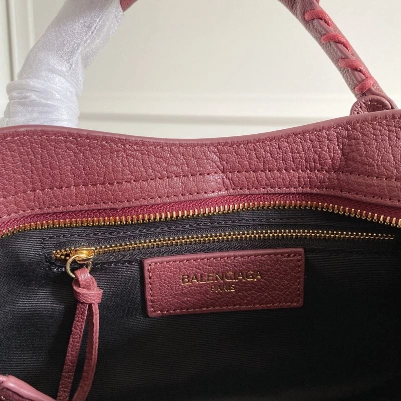 Chic Balenciaga Burgundy Goat Leather Motorcycle Bag with Gold Studs - 30cm 66934