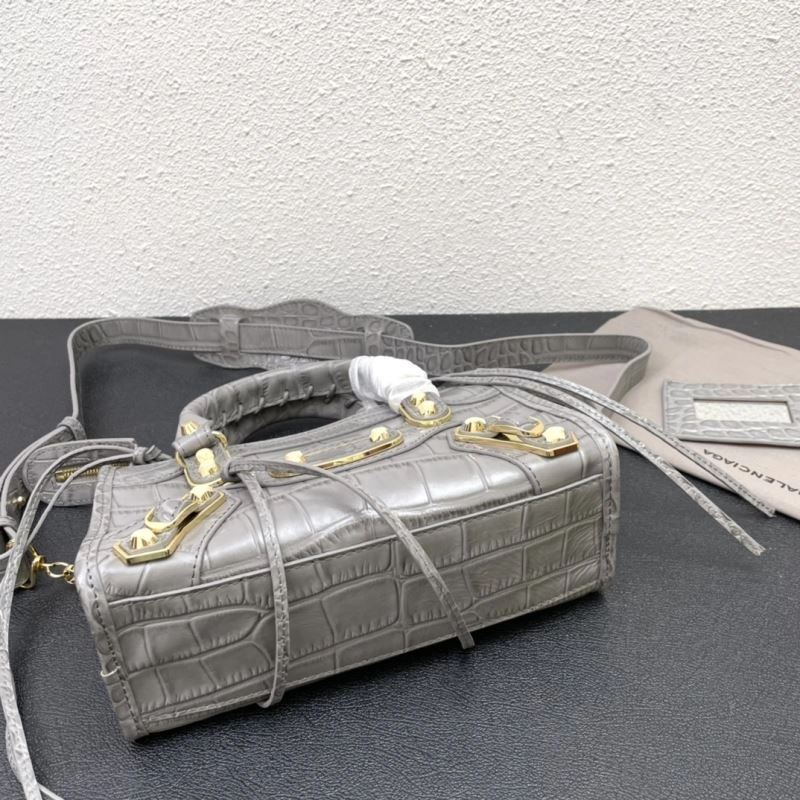 Balenciaga Calfskin Crocodile Motorcycle Bag with Gold Accents Effortless 72631