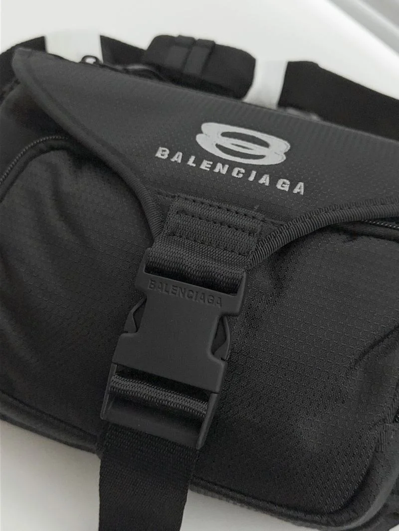 ComfortFit Balenciaga Checkered Nylon Flap Buckle Waist Chest Bag 38220