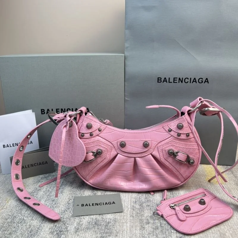 MultiPurpose Balenciaga Cherry Blossom Crocodile Print Le Cagole Bag 38376