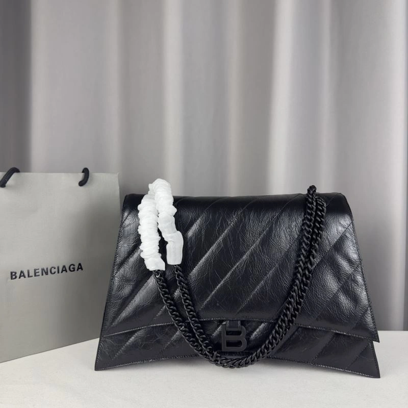 Balenciaga Chic Curved Crush Pleated Chain Bag -  Leather Style Cozy 67019