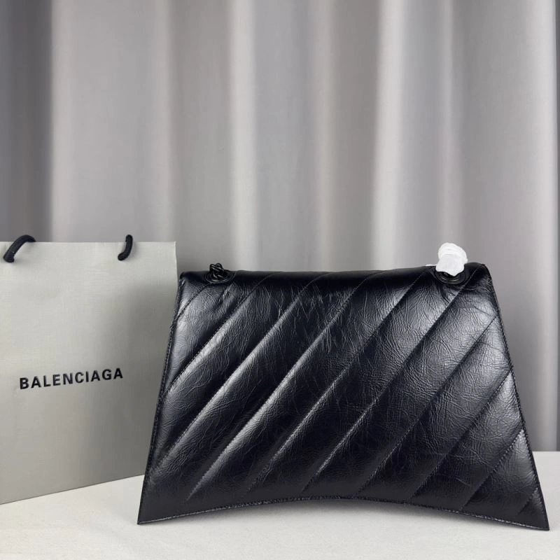 Balenciaga Chic Curved Crush Pleated Chain Bag -  Leather Style Cozy 67019