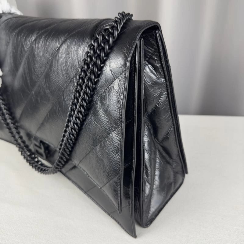 Balenciaga Chic Curved Crush Pleated Chain Bag -  Leather Style Cozy 67019