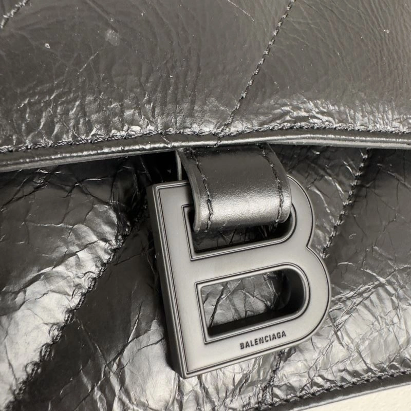 Balenciaga Chic Curved Crush Pleated Chain Bag -  Leather Style Cozy 67019