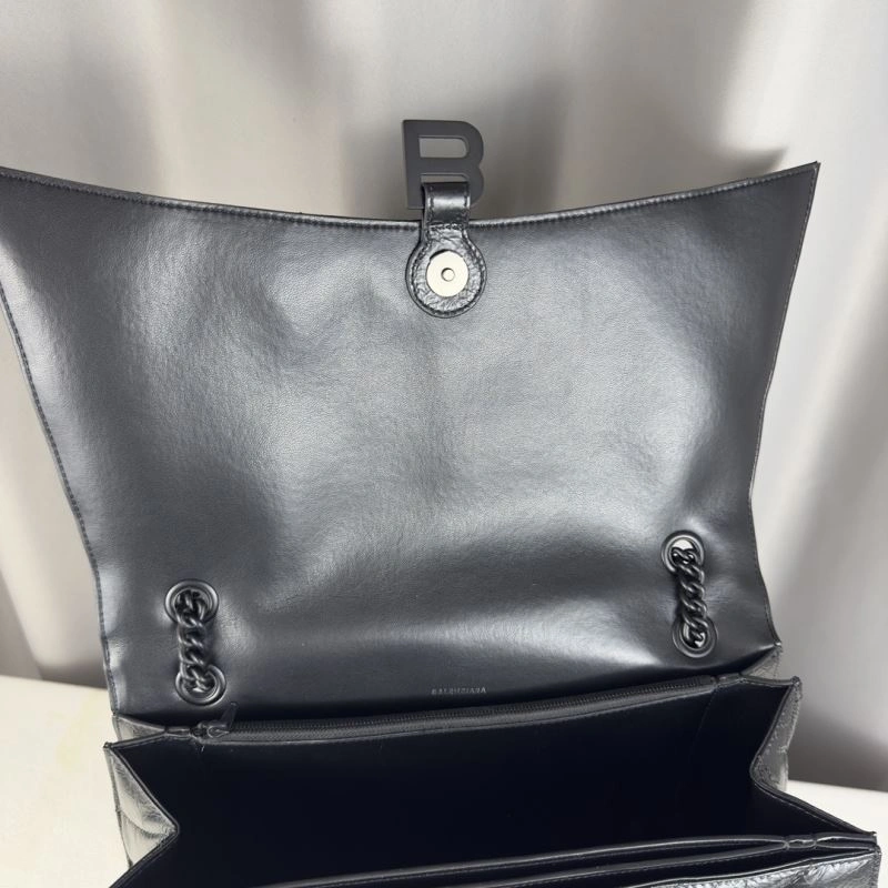 Balenciaga Chic Curved Crush Pleated Chain Bag -  Leather Style Cozy 67019