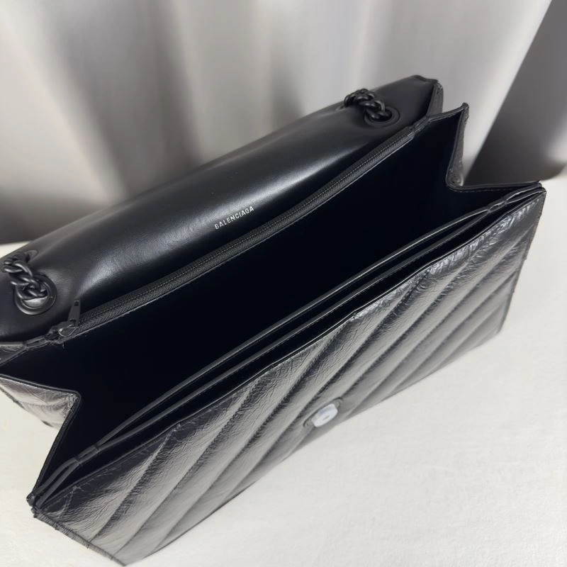 Balenciaga Chic Curved Crush Pleated Chain Bag -  Leather Style Cozy 67019