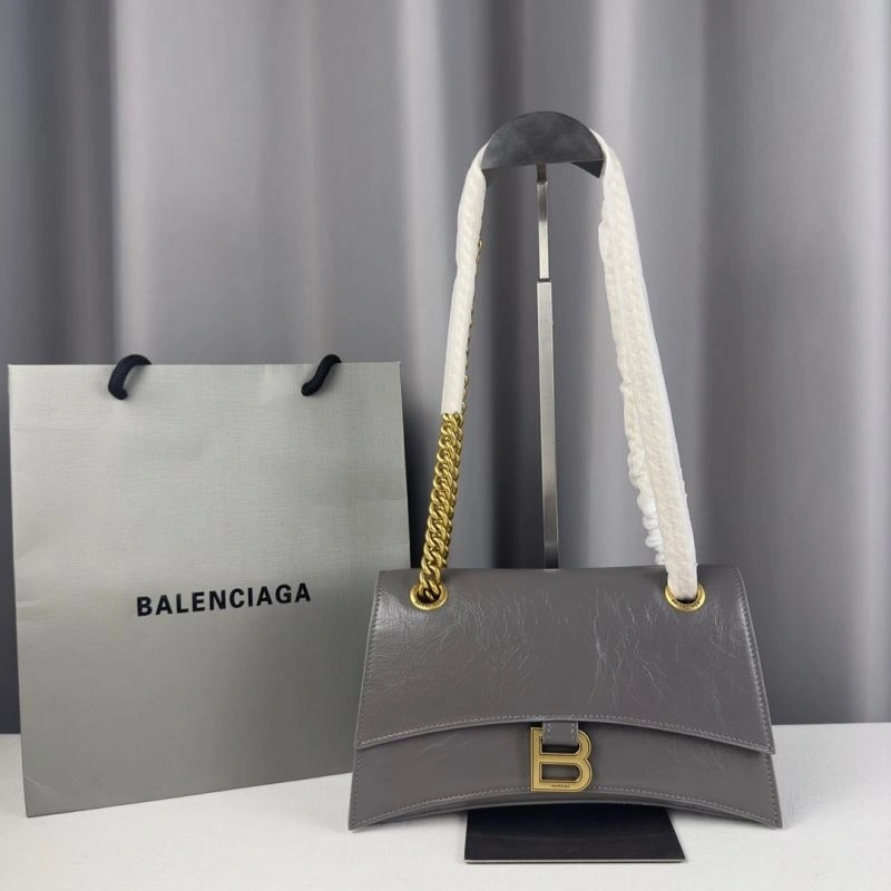 Attractive Balenciaga  Gray Pleated Hourglass Quilted Chain Bag 75292