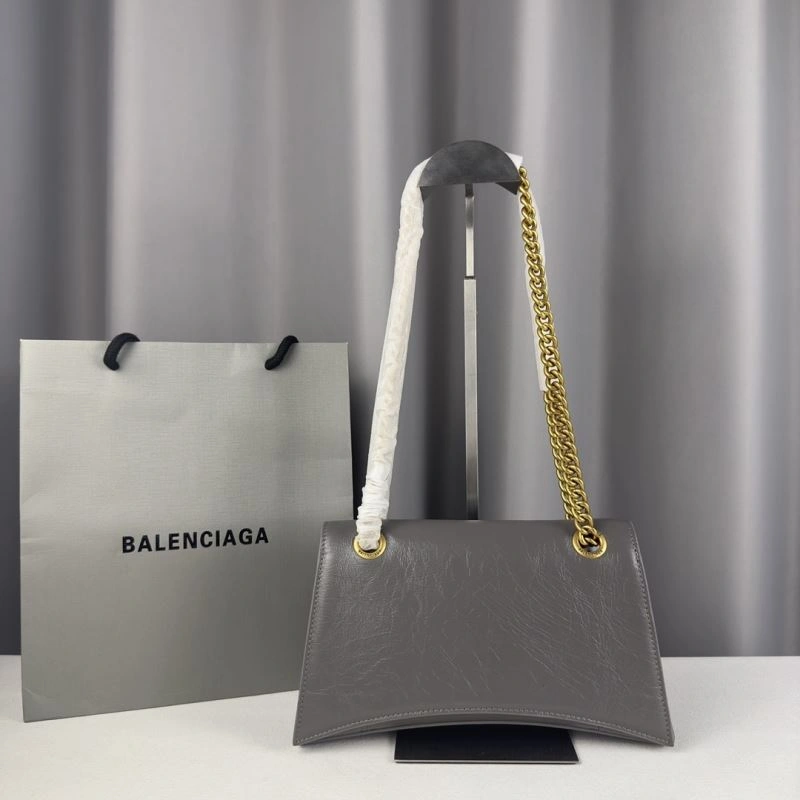 Attractive Balenciaga  Gray Pleated Hourglass Quilted Chain Bag 75292