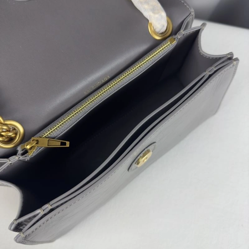 Attractive Balenciaga  Gray Pleated Hourglass Quilted Chain Bag 75292