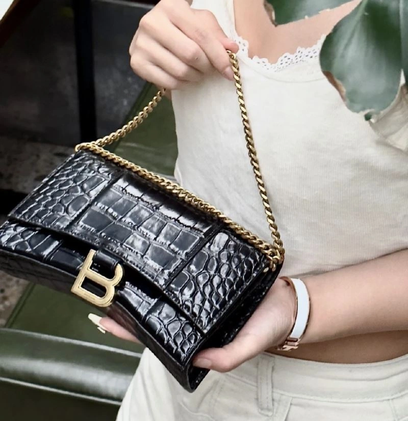 Colorful Balenciaga Chic Hourglass Crocodile Chain Bag -  Elegance 66987