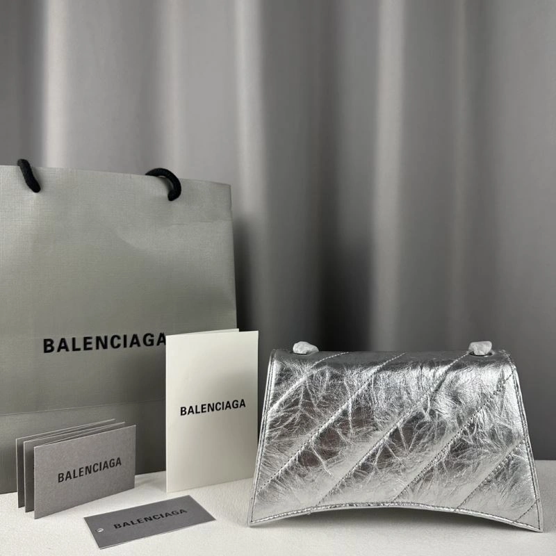 Balenciaga  Silver Crush Mini Hourglass Chain Bag Unique 75275