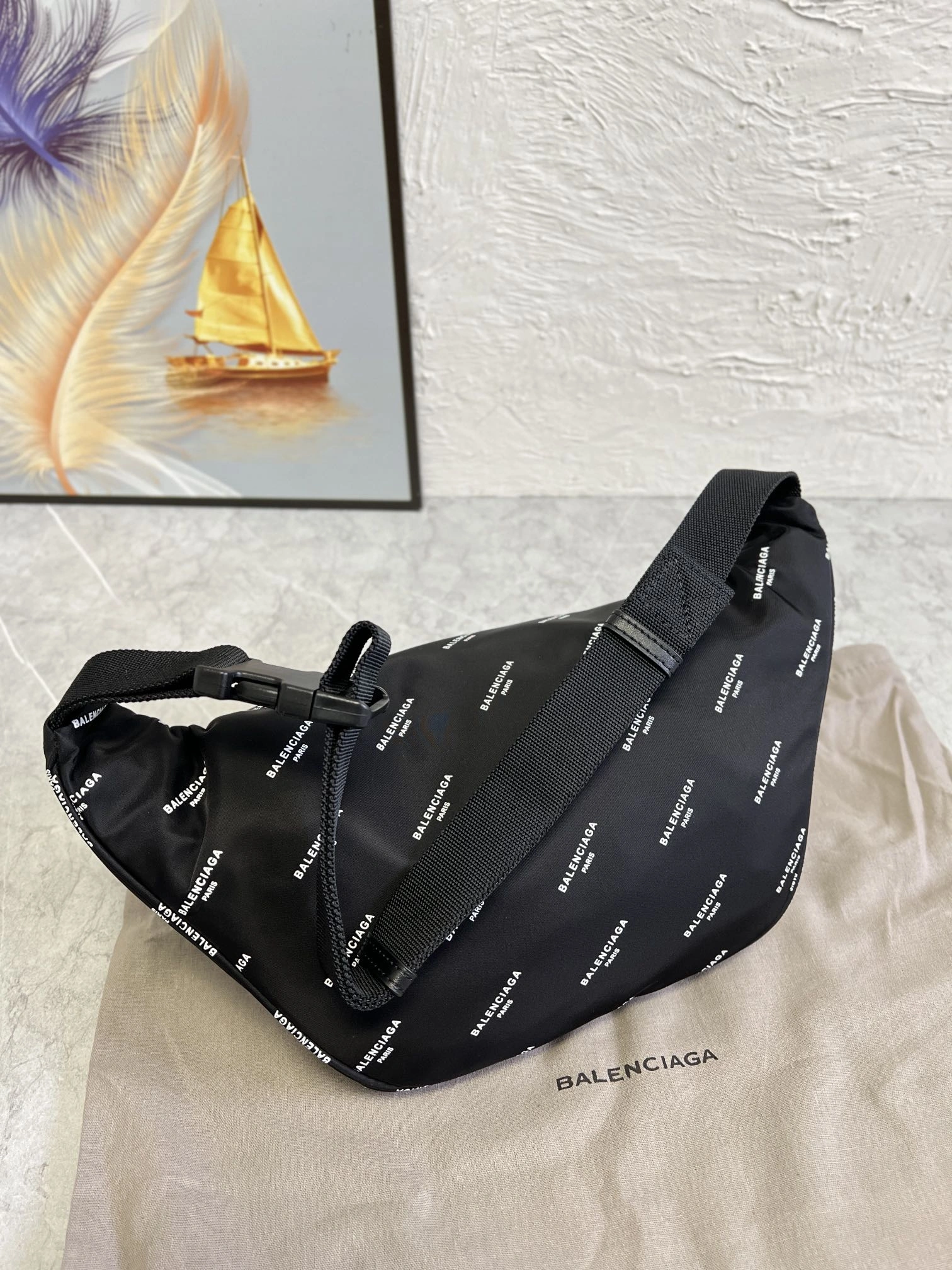 Balenciaga City Series Paris Explorer Black Waist Bag Breathable 60858