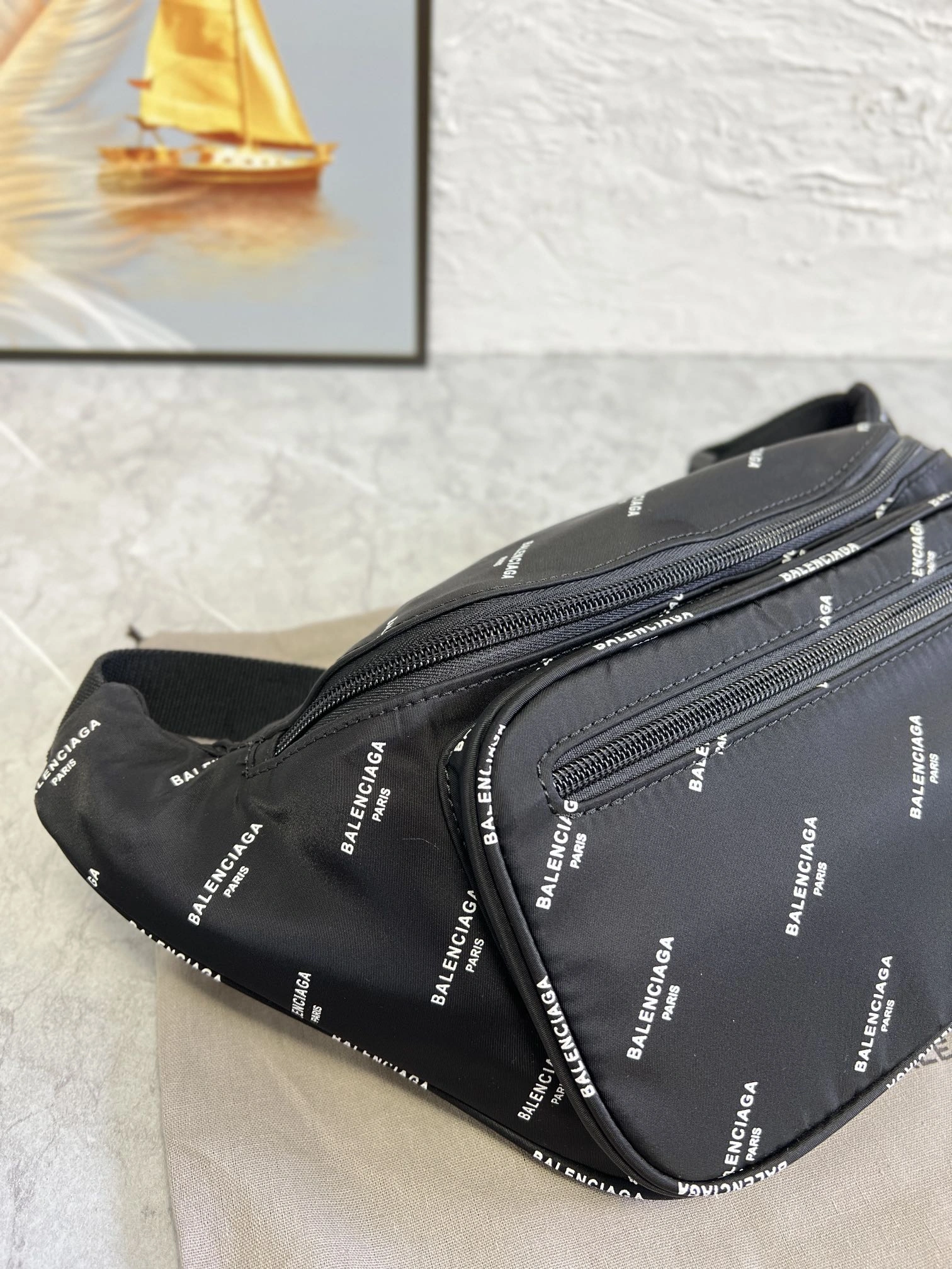 Balenciaga City Series Paris Explorer Black Waist Bag Breathable 60858