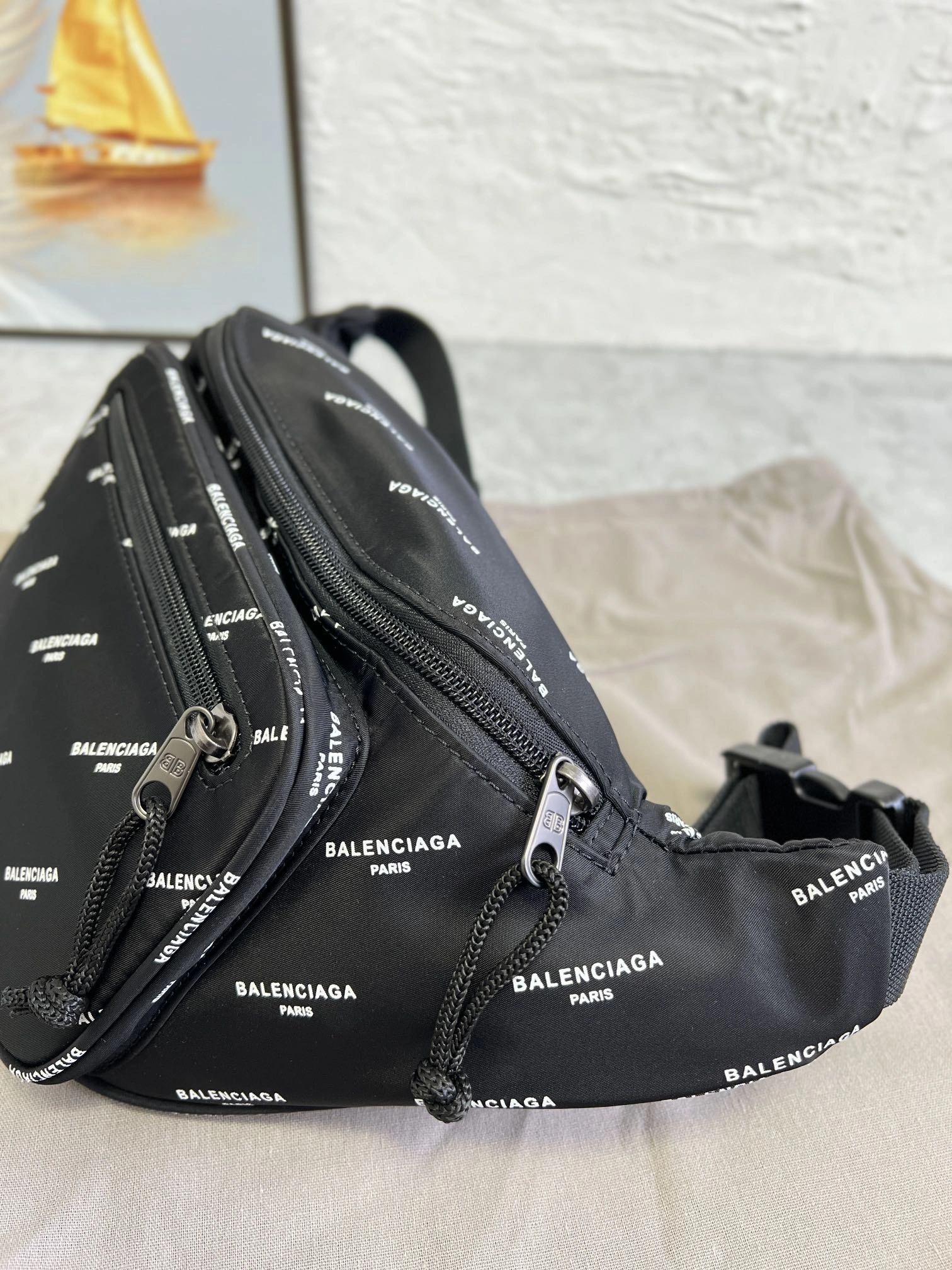 Balenciaga City Series Paris Explorer Black Waist Bag Breathable 60858