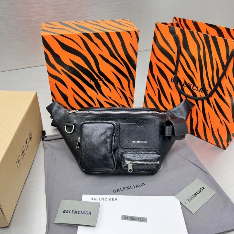Balenciaga  Black Motorcycle Multi-Pocket Waist Bag for Travel HighPerformance 78547