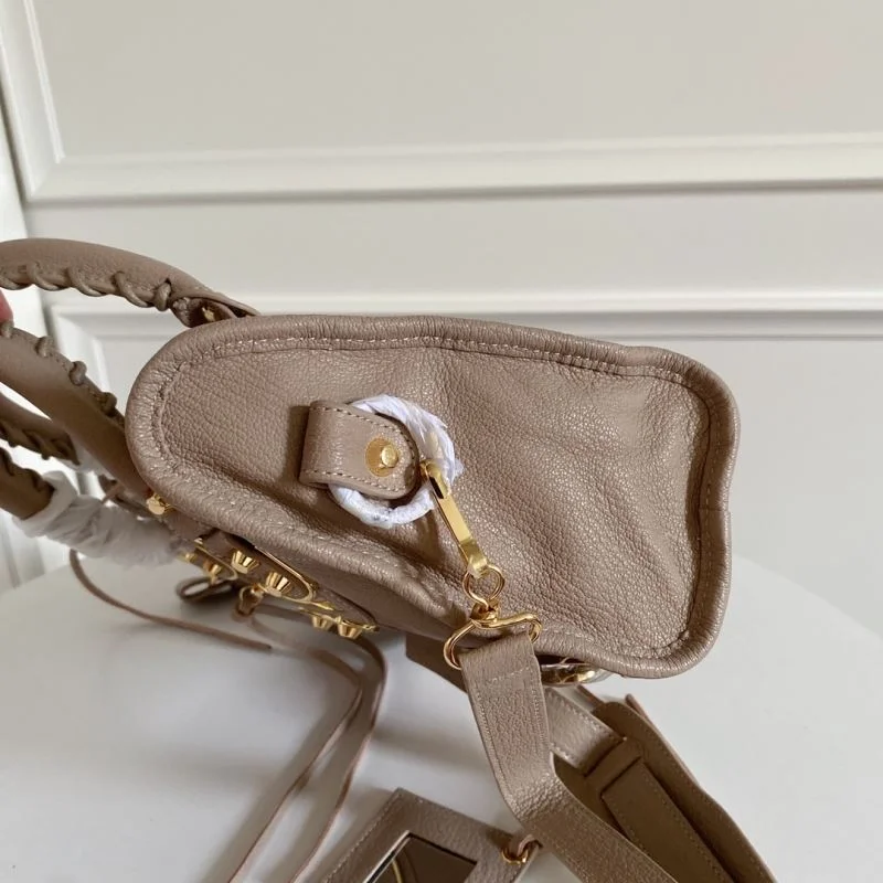 Balenciaga  Goat Leather Motorcycle Bag - Gray-White Sustainable 38303