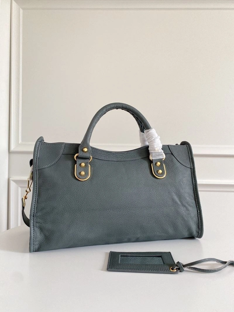 Seasonal Balenciaga  Gray-Blue Goat Leather Motorcycle Bag with Mirror 66935
