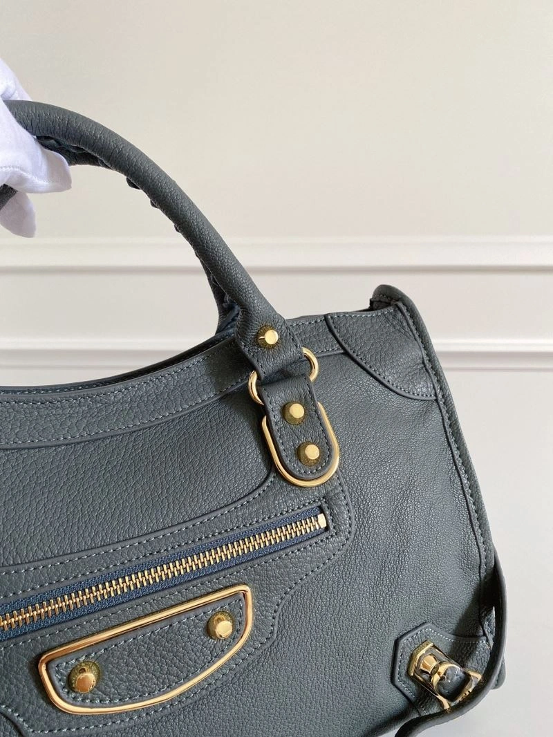 Seasonal Balenciaga  Gray-Blue Goat Leather Motorcycle Bag with Mirror 66935