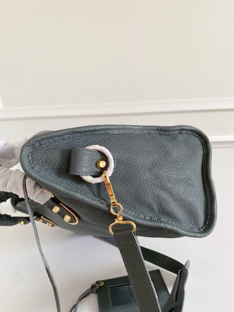 Seasonal Balenciaga  Gray-Blue Goat Leather Motorcycle Bag with Mirror 66935