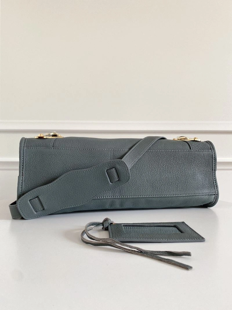 Seasonal Balenciaga  Gray-Blue Goat Leather Motorcycle Bag with Mirror 66935