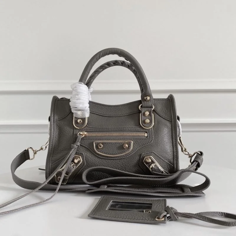 Balenciaga  Italian Goat Leather Mini Motorcycle Bag - Deep Gray OnTrend 38294