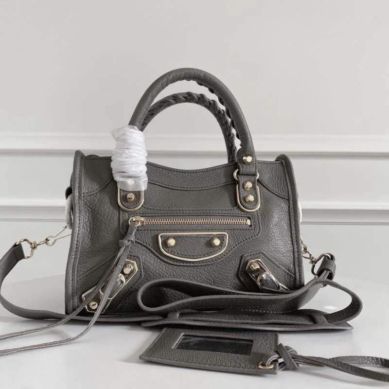 Balenciaga  Italian Goat Leather Mini Motorcycle Bag - Deep Gray OnTrend 38294