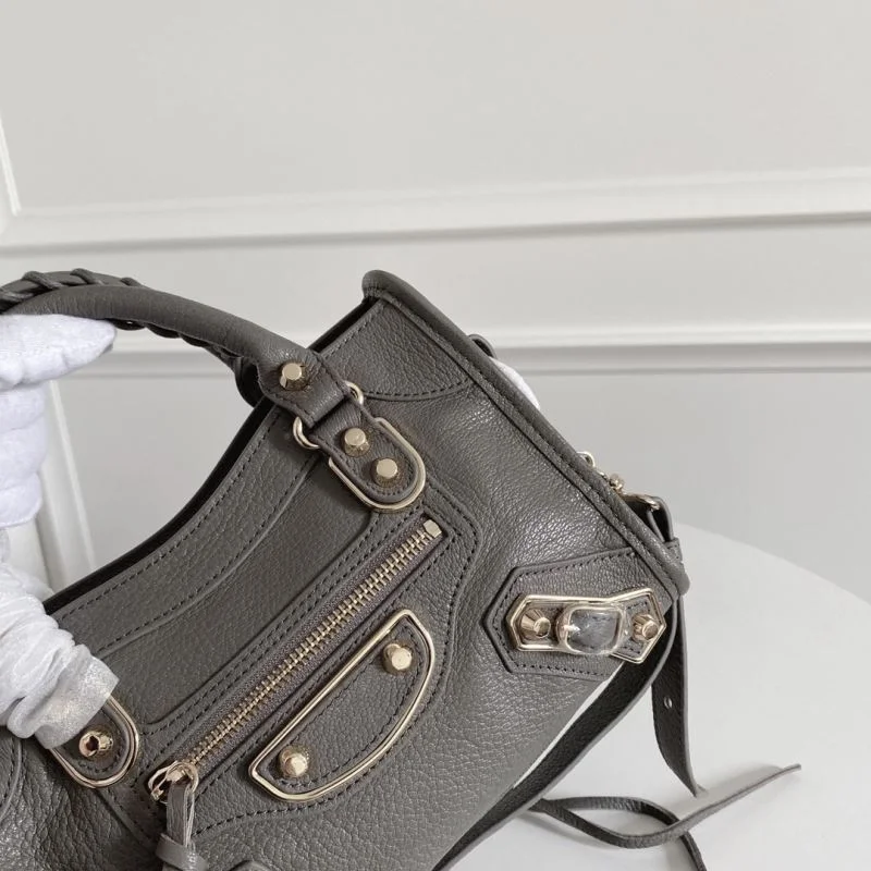 Balenciaga  Italian Goat Leather Mini Motorcycle Bag - Deep Gray OnTrend 38294
