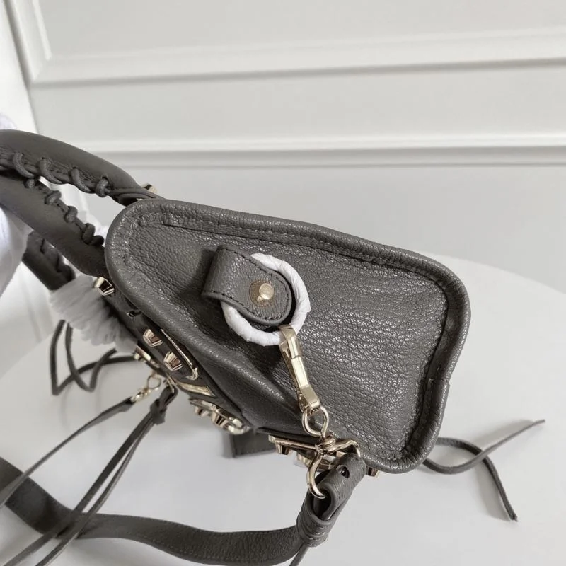 Balenciaga  Italian Goat Leather Mini Motorcycle Bag - Deep Gray OnTrend 38294