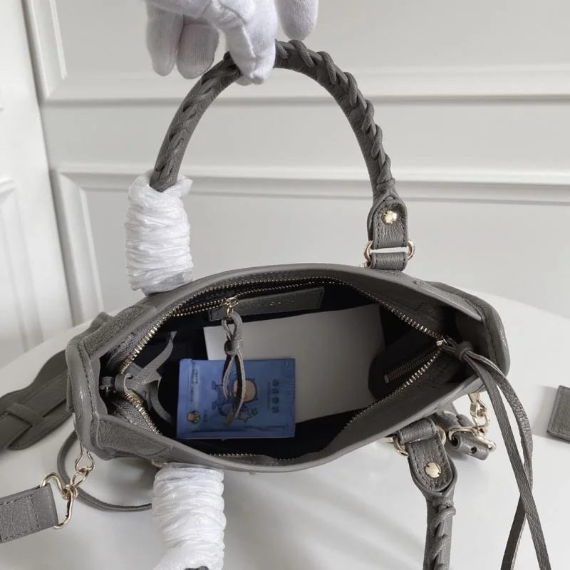 Balenciaga  Italian Goat Leather Mini Motorcycle Bag - Deep Gray OnTrend 38294