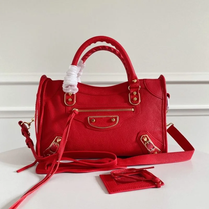 Balenciaga  Italian Goat Leather Motorcycle Bag - Red HighQuality 38305