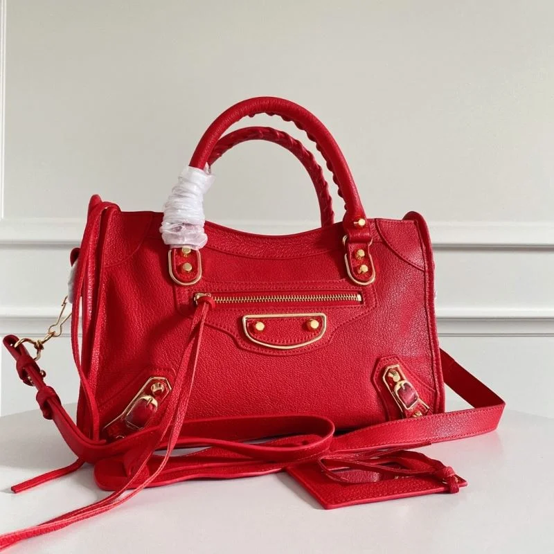 Balenciaga  Italian Goat Leather Motorcycle Bag - Red HighQuality 38305