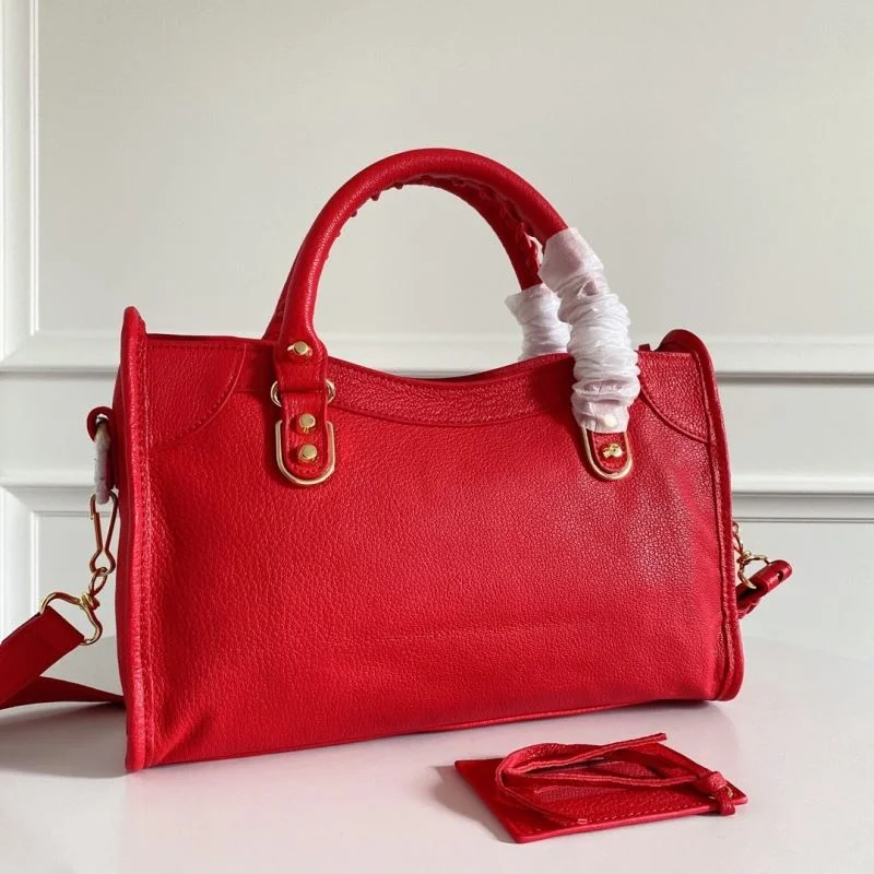 Balenciaga  Italian Goat Leather Motorcycle Bag - Red HighQuality 38305