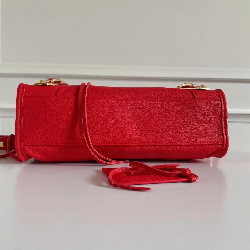 Balenciaga  Italian Goat Leather Motorcycle Bag - Red HighQuality 38305
