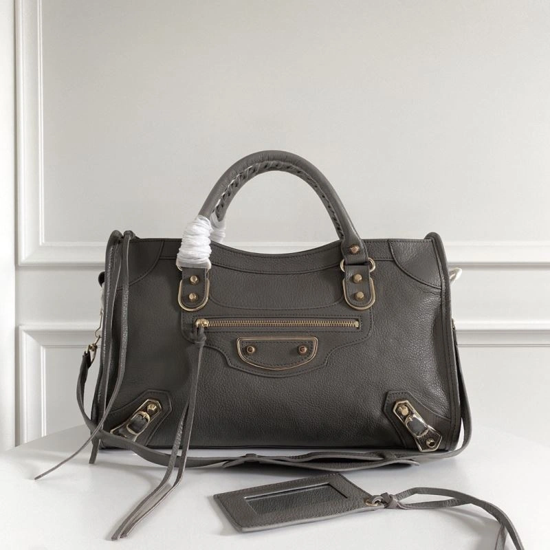 TimelessDesign Balenciaga  Italian Goat Leather Motorcycle Bag with Gold Studs 66965