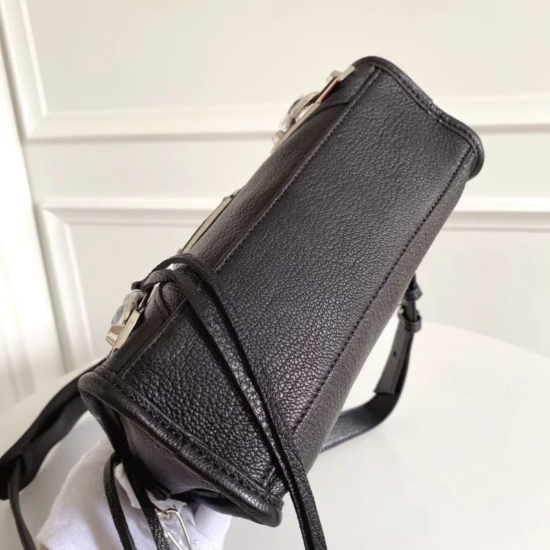SmoothTexture Balenciaga  Italian Goat Leather Motorcycle Bag with Silver Buckle 38307
