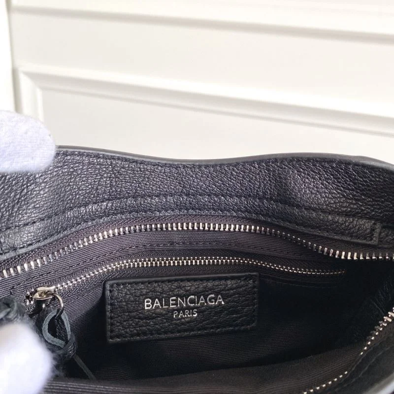 SmoothTexture Balenciaga  Italian Goat Leather Motorcycle Bag with Silver Buckle 38307