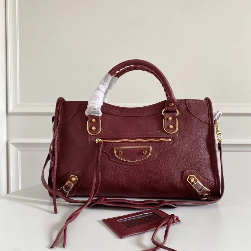 Balenciaga  Italian Goat Leather Wine Red Motorcycle Bag RelaxedFit 66929