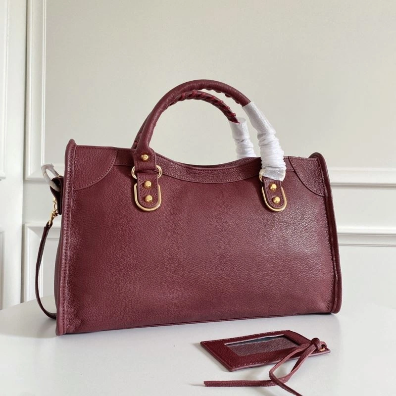 Balenciaga  Italian Goat Leather Wine Red Motorcycle Bag RelaxedFit 66929