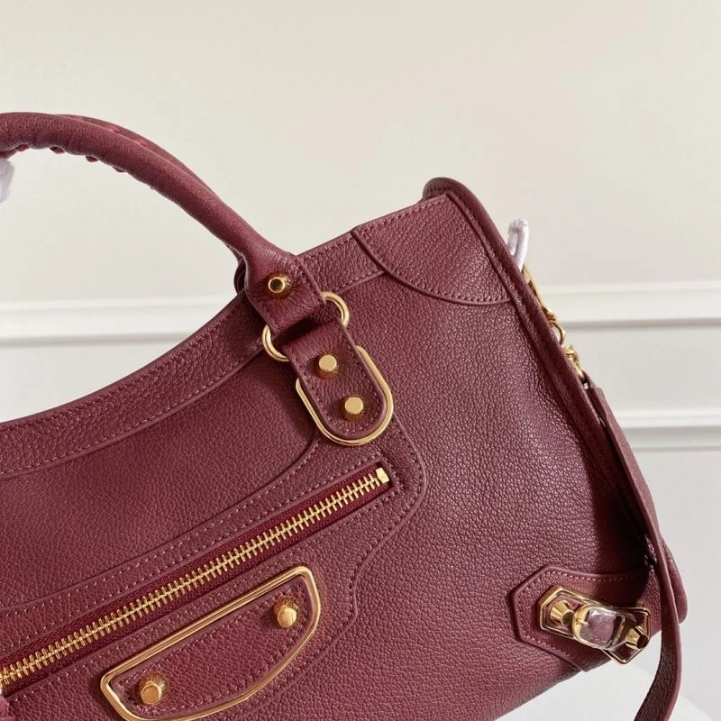 Balenciaga  Italian Goat Leather Wine Red Motorcycle Bag RelaxedFit 66929