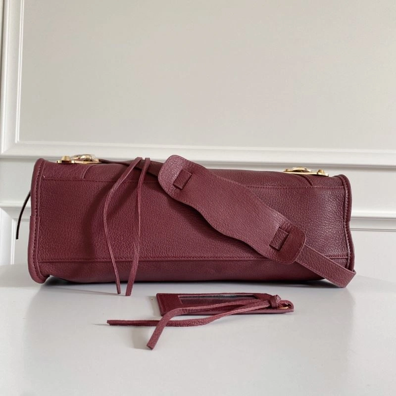 Balenciaga  Italian Goat Leather Wine Red Motorcycle Bag RelaxedFit 66929