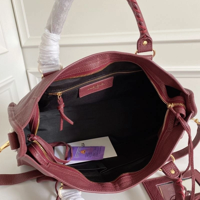 Balenciaga  Italian Goat Leather Wine Red Motorcycle Bag RelaxedFit 66929