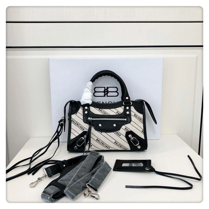 Fashionable Balenciaga  Motorcycle Bag with Diagonal Print Design 78767