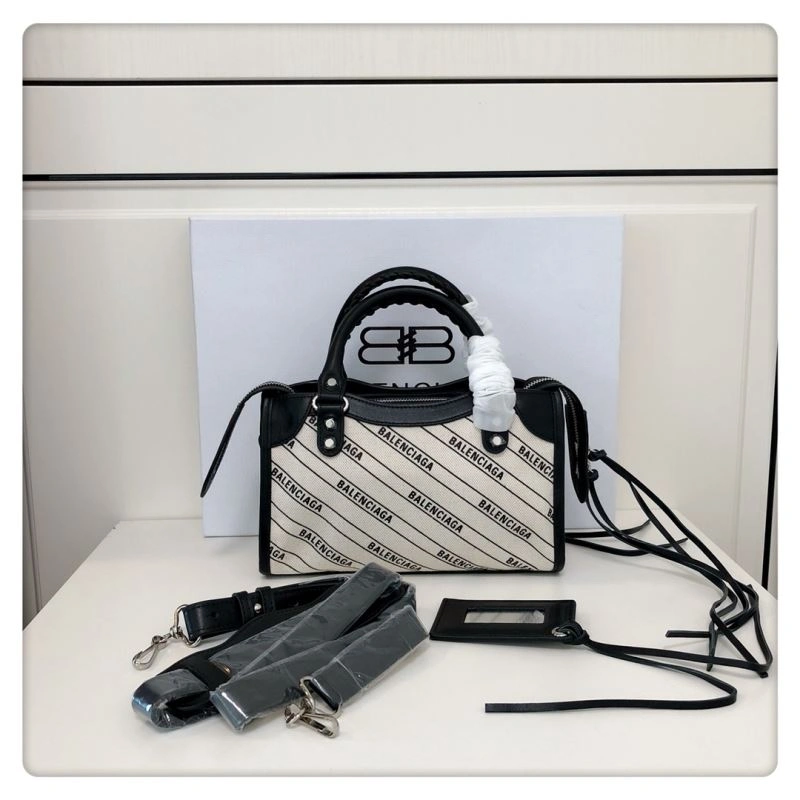 Fashionable Balenciaga  Motorcycle Bag with Diagonal Print Design 78767