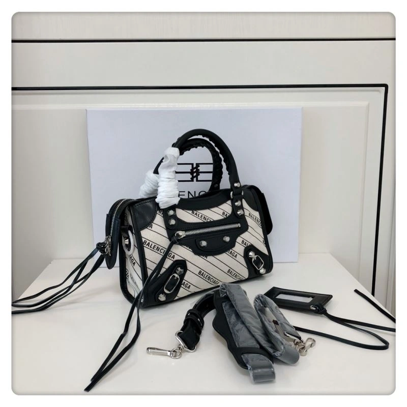 Fashionable Balenciaga  Motorcycle Bag with Diagonal Print Design 78767