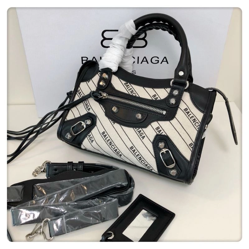 Fashionable Balenciaga  Motorcycle Bag with Diagonal Print Design 78767