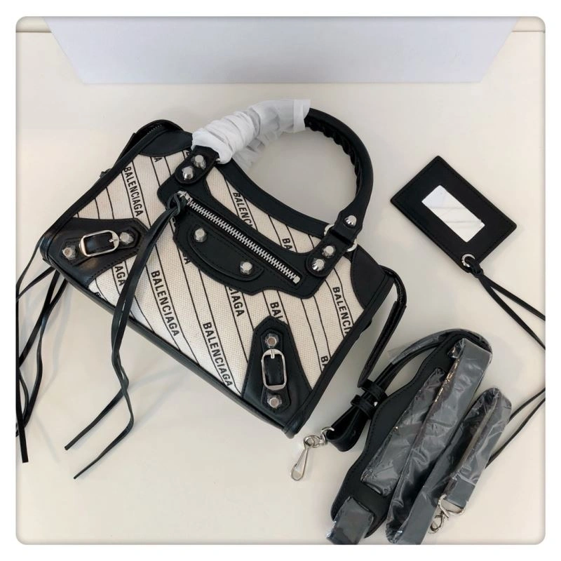 Fashionable Balenciaga  Motorcycle Bag with Diagonal Print Design 78767