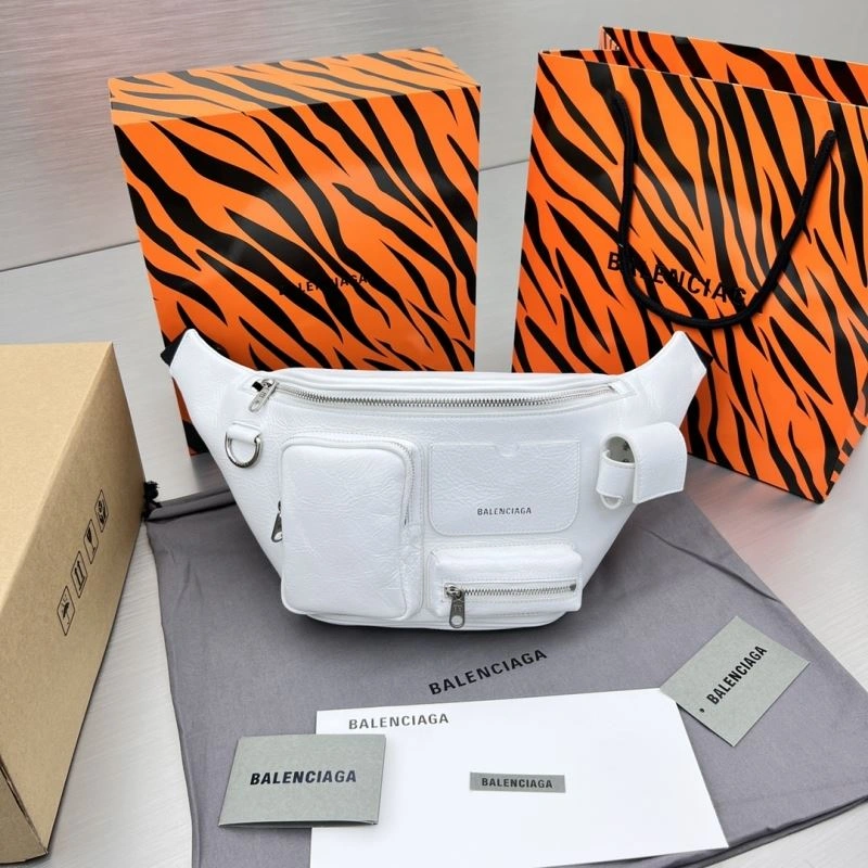 Balenciaga  White Motorcycle Multi-Pocket Waist Bag for Travel ModernLook 78549