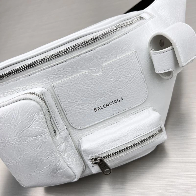 Balenciaga  White Motorcycle Multi-Pocket Waist Bag for Travel ModernLook 78549